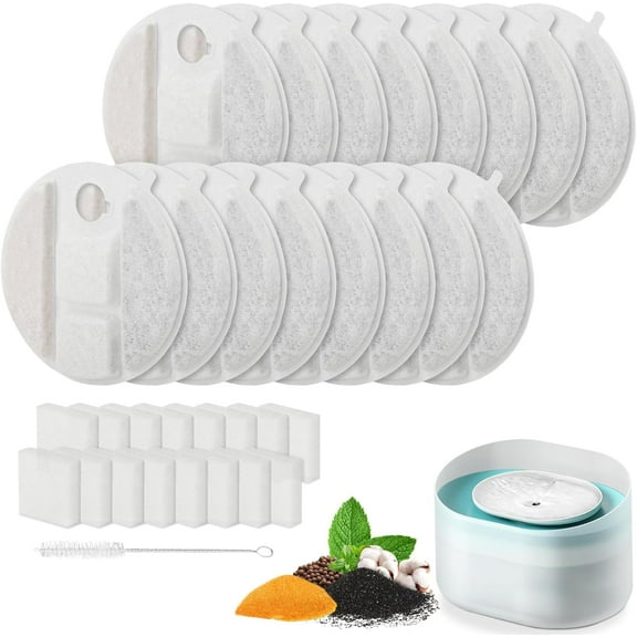 16 Pack Dog Water Fountain Replacement Filters for Capsule Dog Fountain PLWF008-8 Month Supply for Dog Water Dispensers