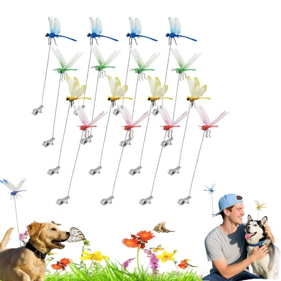 16 Pack Dragon Fly Clips for Bugs Repellent, Outdoor Dragonfly Clips to Keep Bugs Away, Clip on Dragonfly Garden Decor Flying Butterflies Decorations Fake Flies Metal Dragon Moving Yard Ornaments Hat