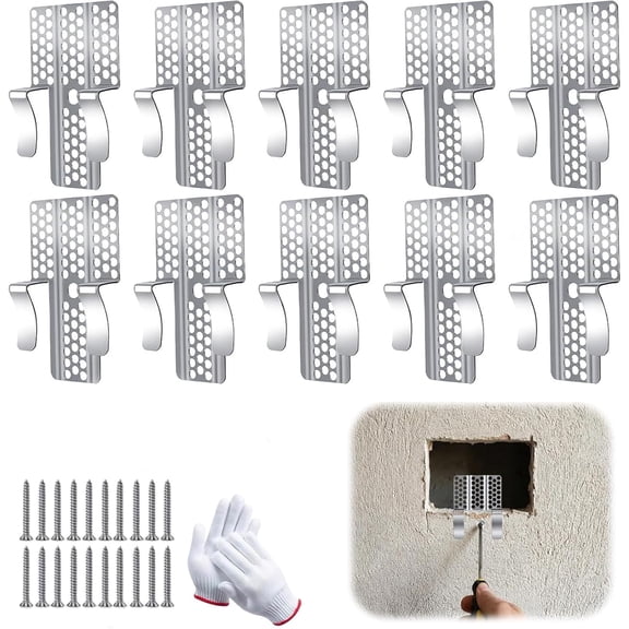 16 Pack Drywall Repair Clips, 1/2 Inch Professional Wall Hole Repair Clips with Screws, Stainless Steel Wall Patch Clips for Damaged Drywall Repair, Home Improvement (10pc-20)