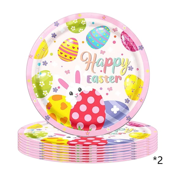 16-Pack Easter Paper Plates – Disposable Dinnerware Set with Bunny, Eggs & Flowers Design for Spring Holiday, Easter Party, Picnic or Birthday – 9in