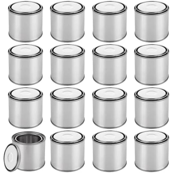 16 Pack Empty Metal Paint Cans with Lids (1/2 Pint Size), Tiny Tinplate Unlined Cans, Silver Unlined Pint Paint Pails for Arts Crafts DIY Projects Painting$$Tools & Hardware Other