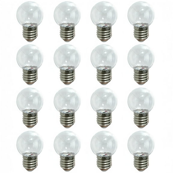 Transparent Night Light Bulb 1 Watt LED Low Watt Bulbs, E27 Standard Base, Daylight White 6000K , G45 Crystal-Clear Energy-Saving Light Bulbs (10W Equivalent) – 16-Pack for Home, Bedroom, Courtyard