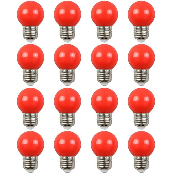 16 Pack G45 Mini LED Colored Light Bulb,1W LED G45 E27 Light Bulb, for Bedroom Wedding Halloween Christmas Party Bar Mood Decoration(Red)