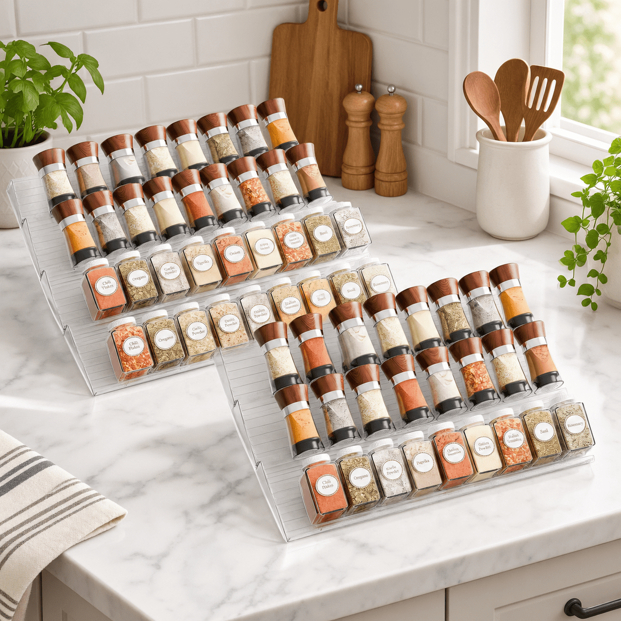 16 Pack Expandable Drawer Spice Organizer, Clear Adjustable 11-22 Inch ...