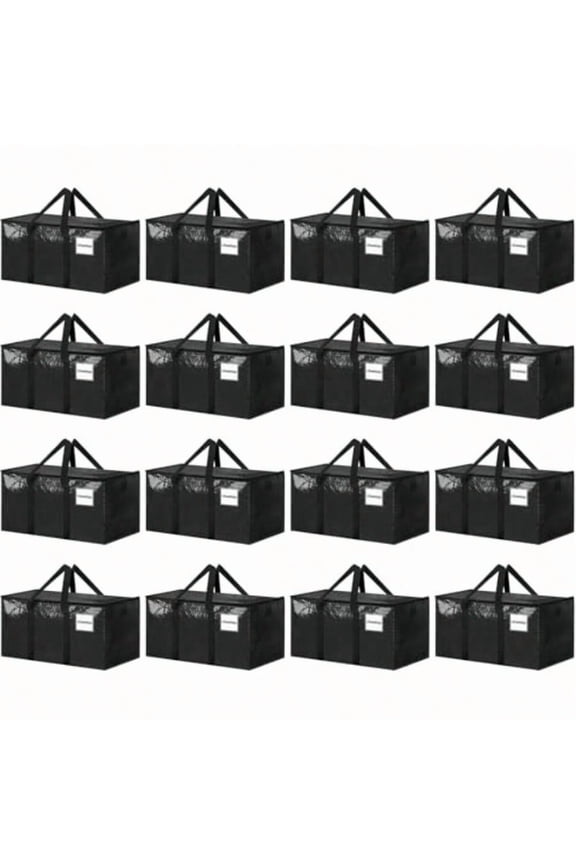 16 Pack Extra Large Heavy Duty Moving Bags Black Storage Bins with Lids Reinforced Handles Heavy-Duty Zippers Moving Boxes Storage Bags Totes for Clothes Packing Dorms College plies Black