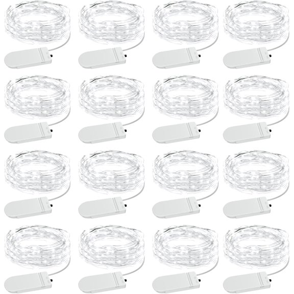 16 Pack Fairy Lights Battery Operated, IP68 Waterproof Mini String Light, 7ft Small LED Bottle Light for Wedding Vase Centerpieces Table Decorations Christmas Indoor Party Jars Gift Cool White