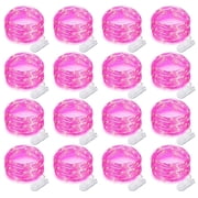 16 Pack Fairy Lights Battery Operated String Lights 7 Feet 20 Led Waterproof Christmas Lights Silver Wire Firefly Starry Moon Lights for Bedroom DIY Party  Pink