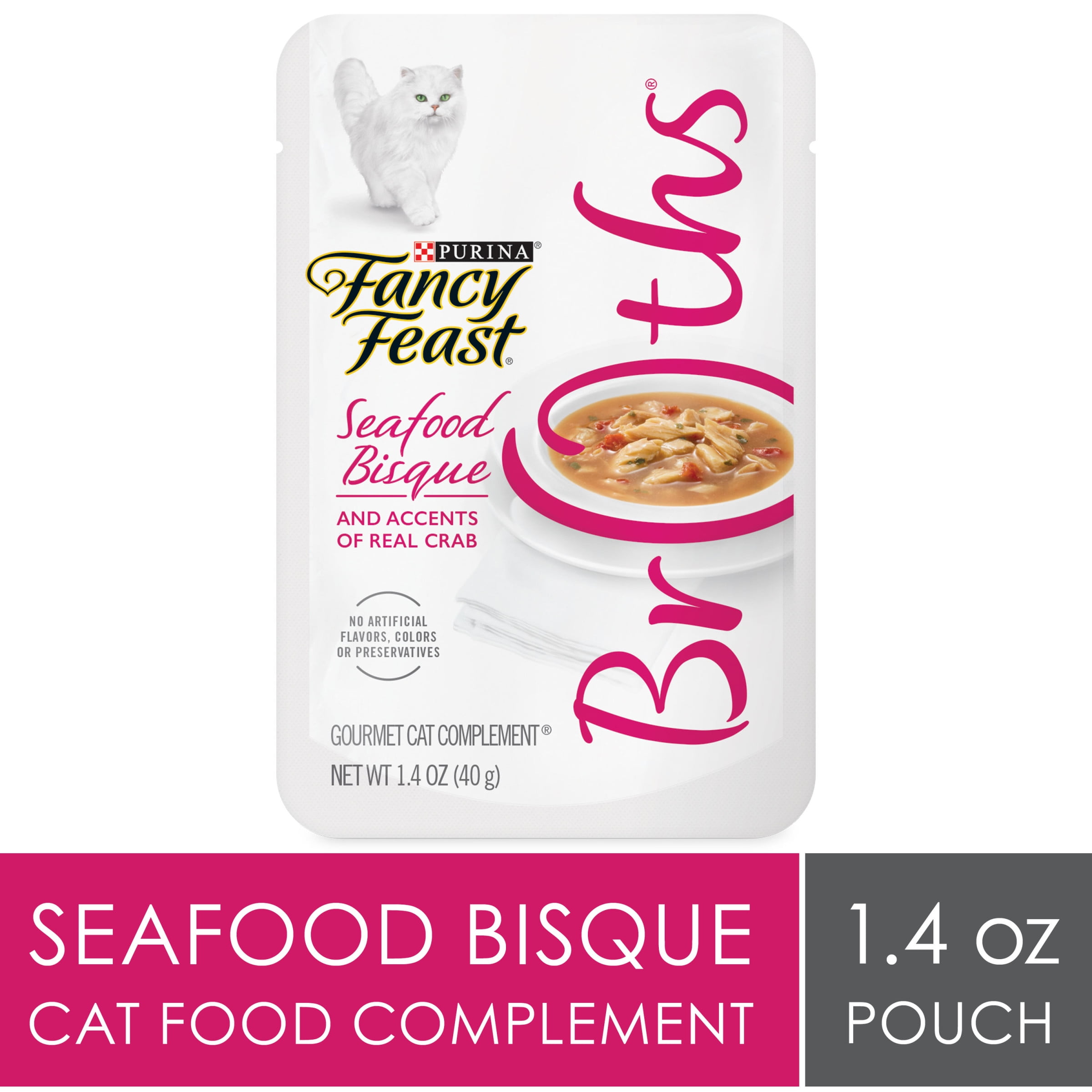 (16 Pack) Fancy Feast Grain Free Cat Food Complements, Broths Seafood