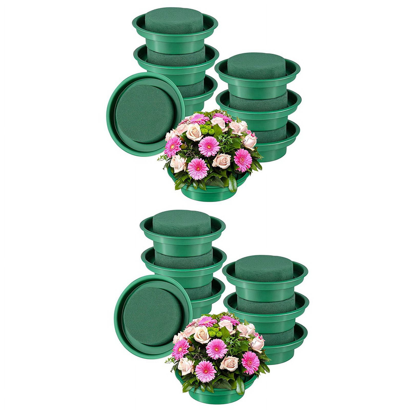 16 Pack Floral Foam Round Bowls DIY Flower Arrangement Kit Green Round