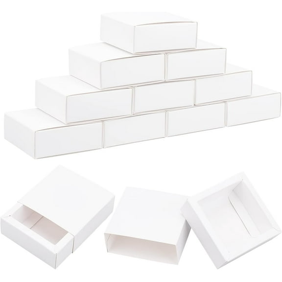 16 Pack Foldable Paper Drawer Boxes Sliding Gift Boxes for Small Dessert Candy Mini Soaps and Other Party Favors White 3.27x3.27x1.26inch White