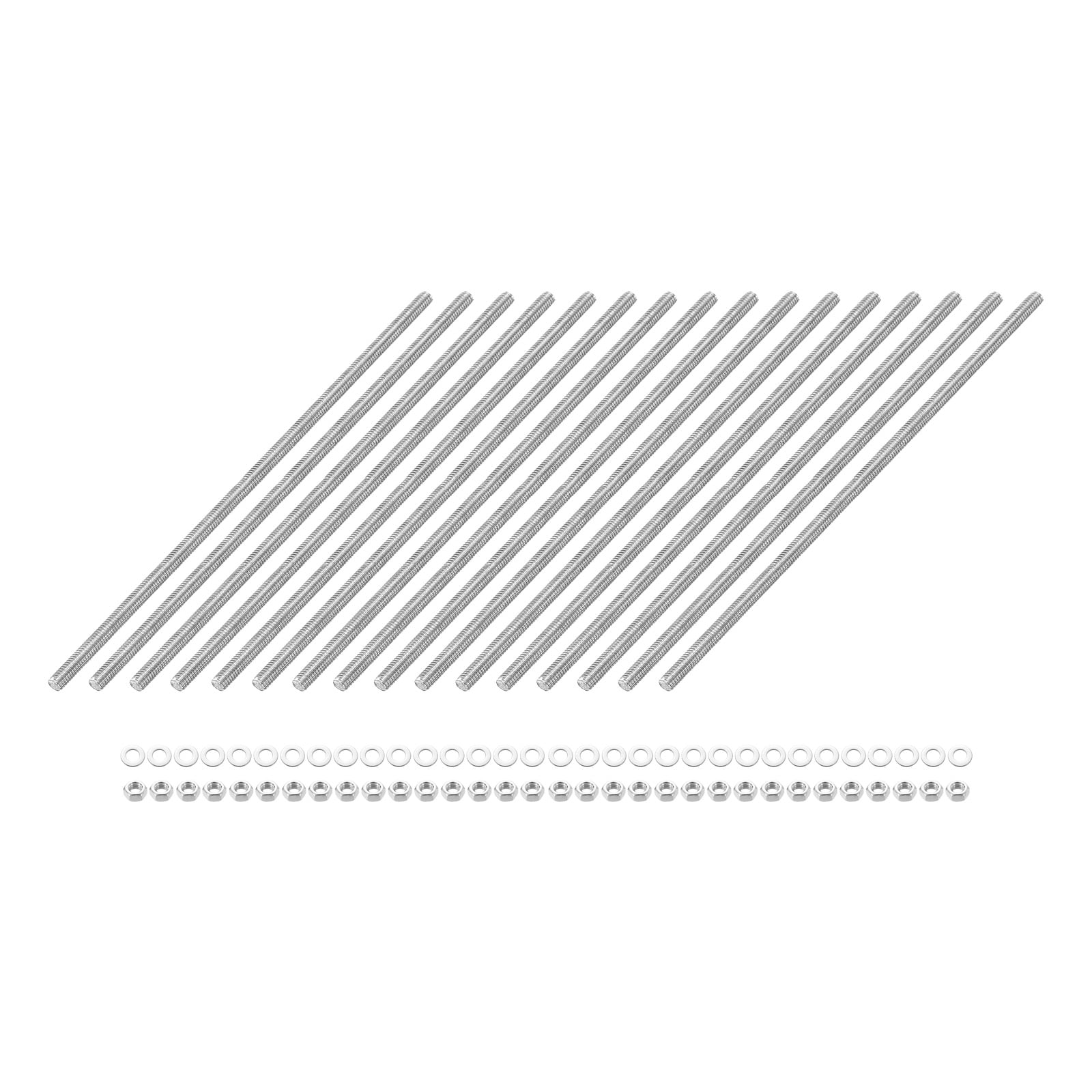 16 Pack Fully Threaded Rod, M3 x 100mm 201 Stainless Steel Right Hand ...