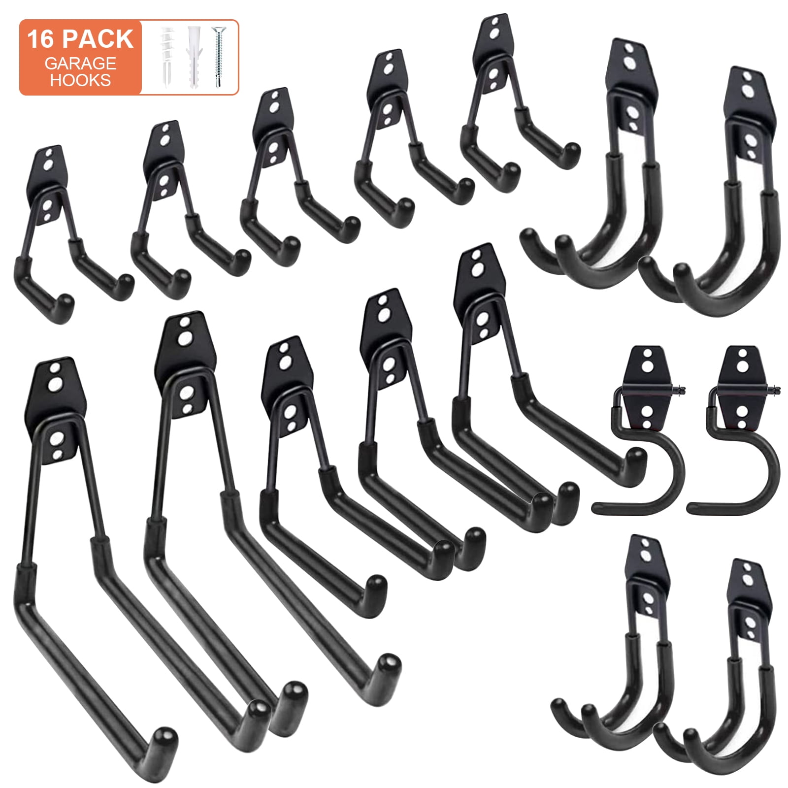 16 Pack Garage Hooks Heavy Duty, stusgo Utility Steel Garage Storage
