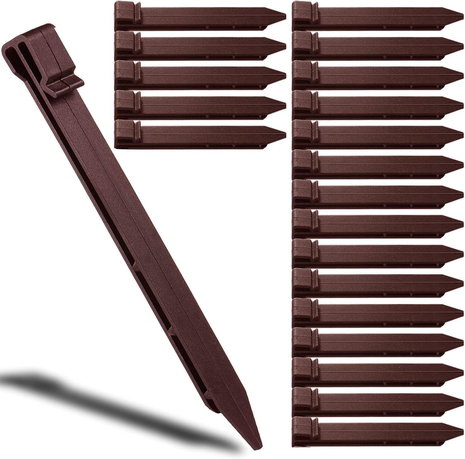 16 Pack Garden Landscape Stakes 10 inch Heavy Duty Plastic Stakes Tent Stakes Anchoring Spikes for Edging Terrace Board and Christmas Inflatables Garden Decorations Nails Brown
