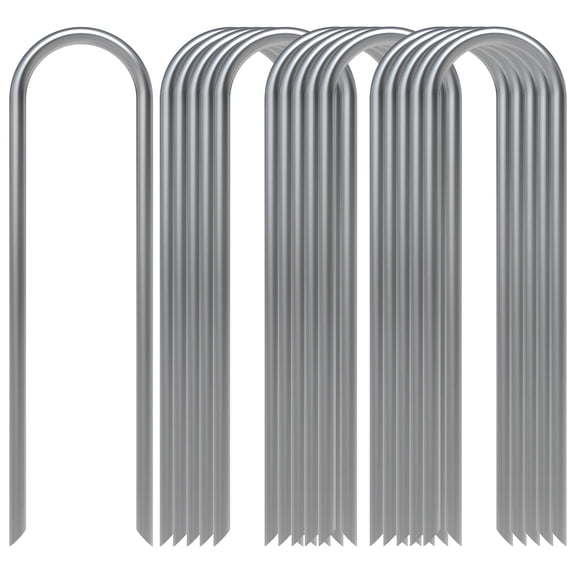 16 Pack Garden Landscape Staples 6 Inch Soaker Hose Stakes 11 Gauge Drip Line Irrigation Stakes Water Hose Hooks Galvanized Lawn U Pins Sod Nails for Chicken Wire, Drip Tubing, Dog Fence