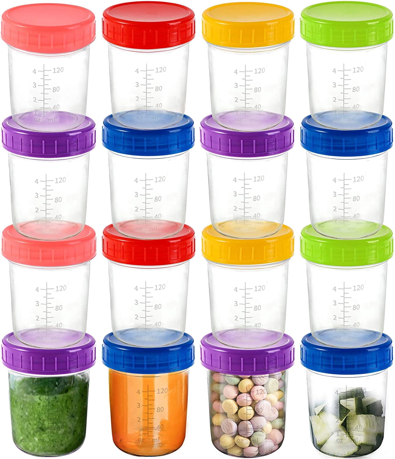 16 Pack Glass Baby Food Storage Jars, 6 Ounce Small Baby Food Storage ...
