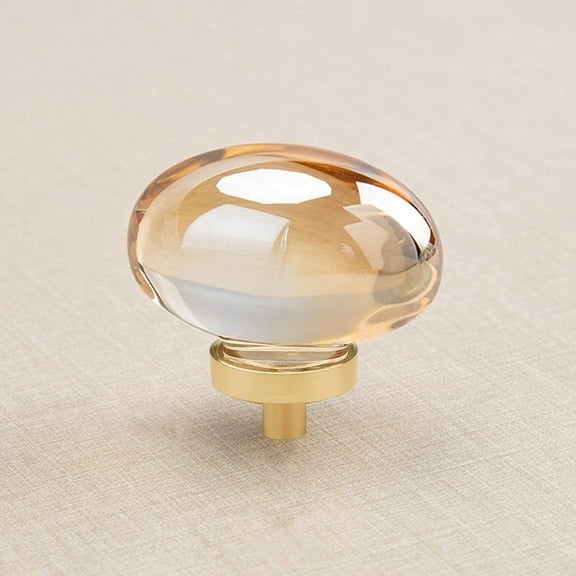 16 Pack Gold Champagne Crystal Cabinet Knobs, Oval Glass Knobs for Dresser Drawers, Brass Furniture Hardware Pulls