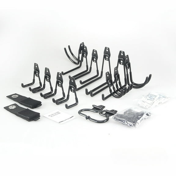 16-Pack Heavy Duty Garage Hooks with Mop/Broom Holder – Double Layer Utility Wall Hooks for Tools, Ladders, Bicycles, Gardening Equipment