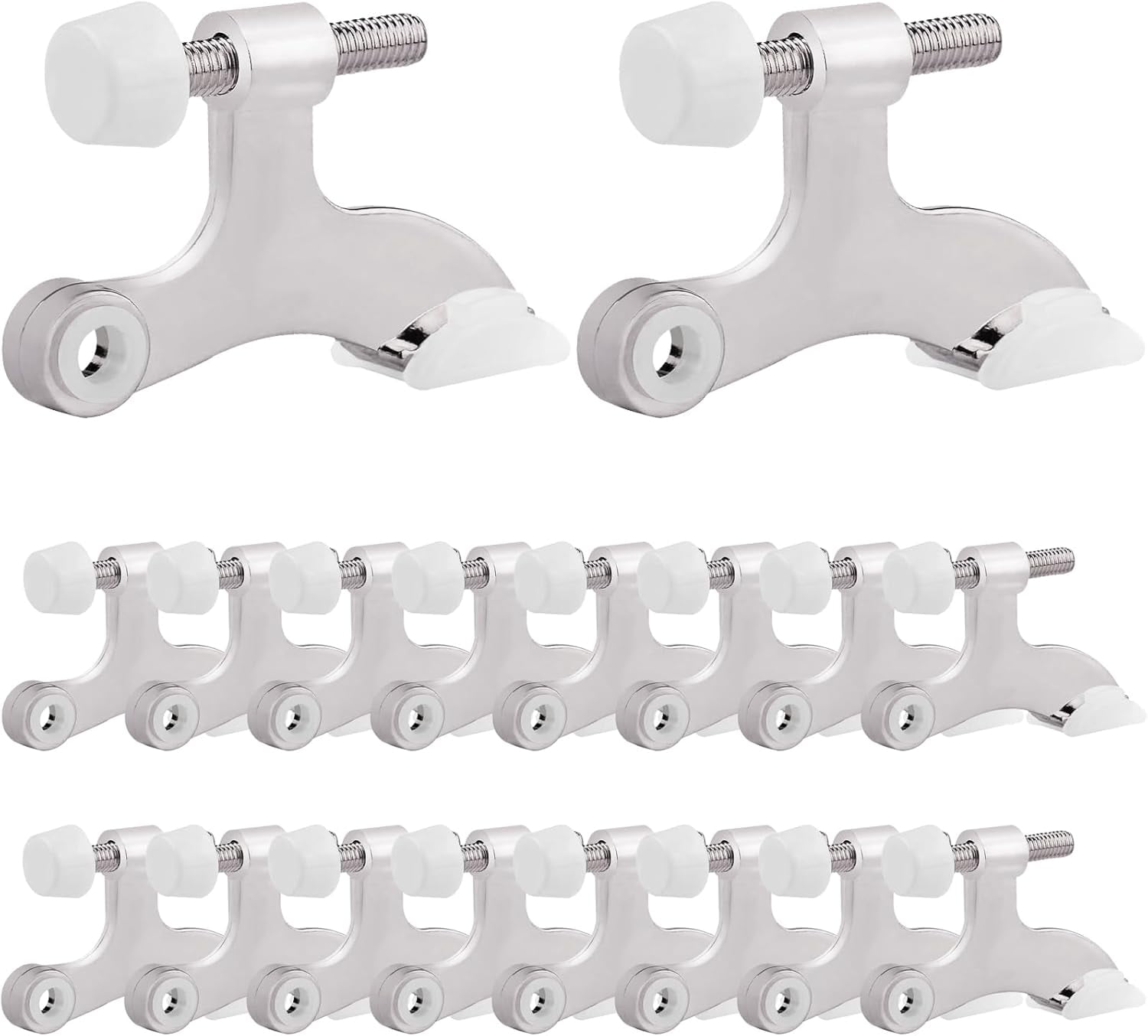 16 Pack Hinge Pin Door Stopper Heavy Duty Metal Adjustable Door Stops with Rubber Bumper Tips (Silver)