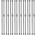 thumbnail image 1 of 16 Pack Iron Balusters for Staircase Stair Spindles Hollow Single Basket with Double Twist 1/2" Square Metal Stair Balusters with 20 Baluster Swivel Shoes, 1 of 8