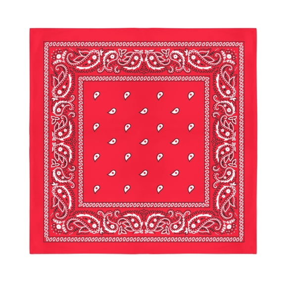 16 Pack Jordefano Paisley 100% Cotton Double Sided Bandanas (Red)