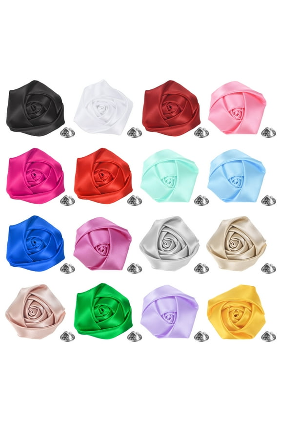 16-Pack Lapel Pin for Men Suits, 1.97" Flower Boutonnieres Brooch [Mutilcolor]