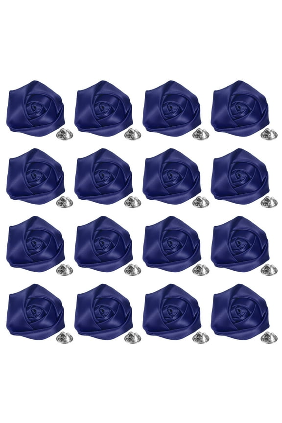 16-Pack Lapel Pin for Men Suits, 1.97" Flower Boutonnieres Brooch [Navy Blue]