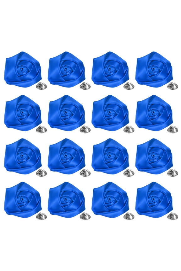 16-Pack Lapel Pin for Men Suits, 1.97" Flower Boutonnieres Brooch Pins [Blue]