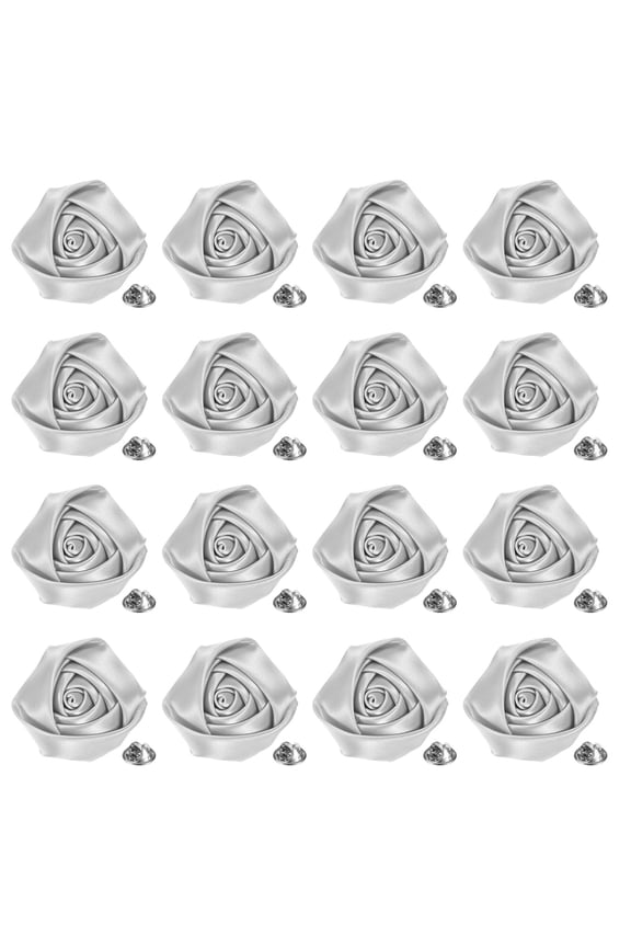 16-Pack Lapel Pin for Men Suits, 1.97" Flower Boutonnieres Brooch Pins [Silver]