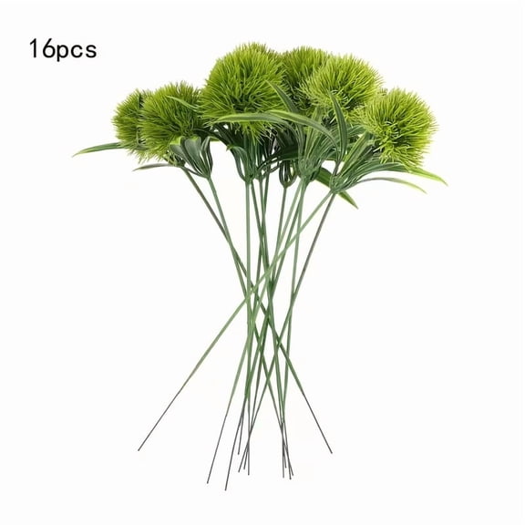 16 Pack Lifelike Artificial Green Dandelion Plants for Home Office Garden Decoration Faux Greenery No Watering Required