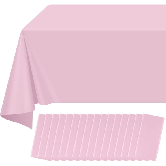 16 Pack Light Pink Plastic Tablecloth for Rectangle Tables, Decorative Pastel Pink Disposable Table Cloths for Parties, Rectangle Party Table Cover for Birthday Wedding Anniversary, 54x108Inch