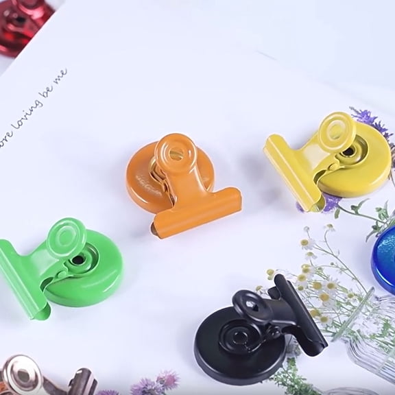 16 Pack Magnetic Clips for Fridge, Heavy Duty Refrigerator Magnet Clips, Scratch Free Metal Magnetic Clips for Whiteboard, Fridge, Kitchen, Office