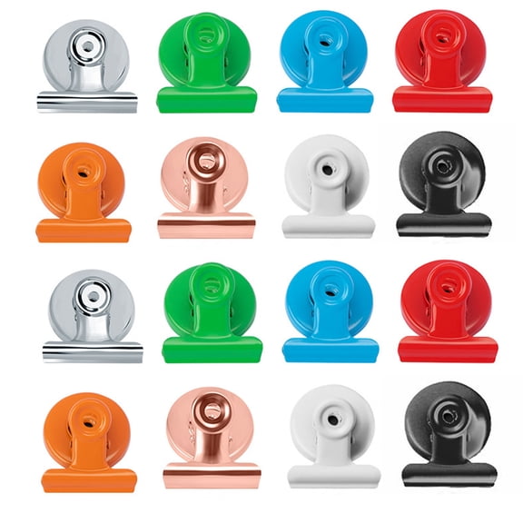 16 Pack Magnetic Clips for Fridge, Heavy Duty Refrigerator Magnet Clips, Scratch Free Metal Magnetic Clips for Whiteboard, Fridge, Kitchen, Office