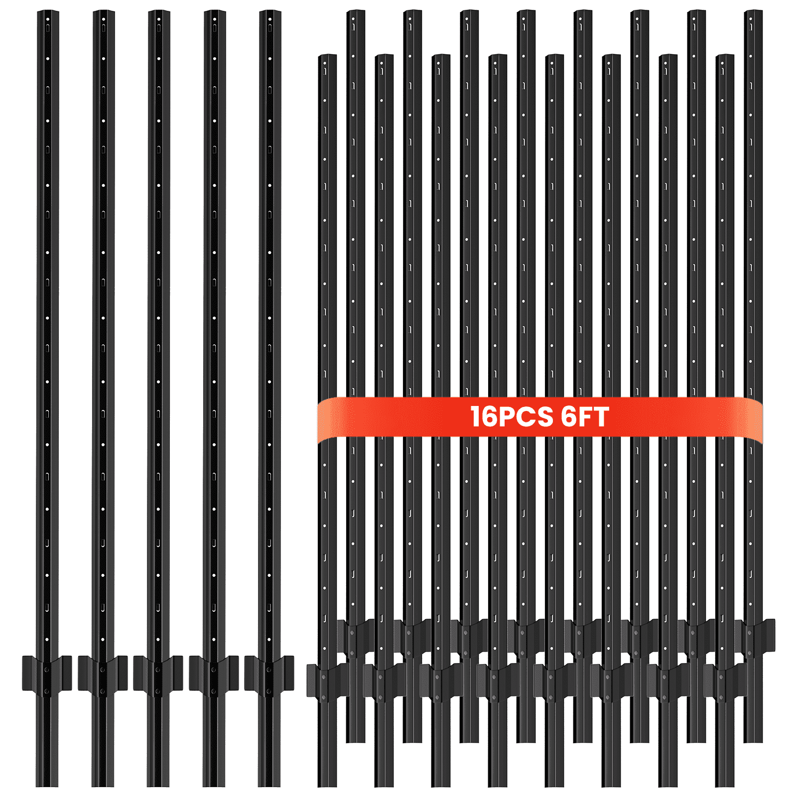 Temporary Steel Posts 16 Pack Metal Fence Posts, 6 FT Garden Fence Post, T Post for Wire ...
