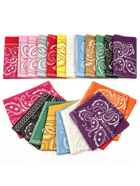 16 Pack Multicolor Bandanas 21x21 Inch Unisex Multipurpose Head Wrap Neck Scarf Kerchiefs for Camping Party Daily Outdoor Use
