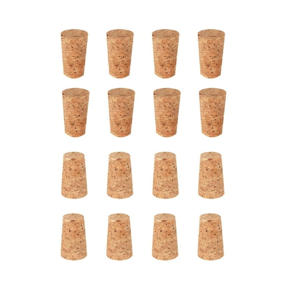 16 Pack Natural Wood Wine Corks - Tapered Leakproof Stoppers (0.67"x0.91"x0.98") for Bottles, DIY Crafts