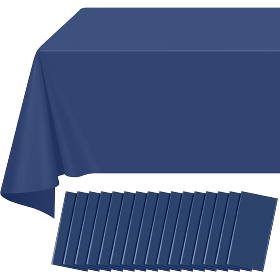 16 Pack Navy Blue Plastic for Rectangle Tables, Premium Decorative Navy Blue Disposable Table Cloths for Parties, Rectangle Party Table Cover for Birthday Wedding Banquet Event, 54x108 Inch