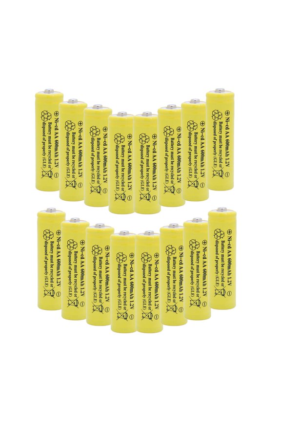 16 Pack Ni-Cd AA 600mAh 1.2 Volts AA Rechargeable Batteries for Garden Lights Remotes Mice Cell