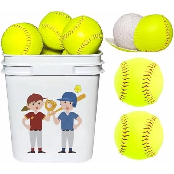 16 Pack Official Size 11 Inch Softballs for Fastpitch Training - Youth & Adult Softballs with Faux Leather Cover, Raised Seams - Practice/Game Balls for Baseball Field (11 Inch Bucket of 16)