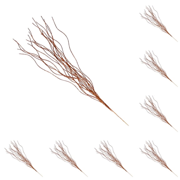 16 Pack Orange Glitter Berry Stem Picks, 17 Inch Foam Halloween Berry Branches, Flexible Shimmer Twigs for Vase Wreath Fall Holiday Decor(B)