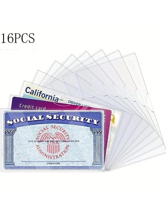 16 Pack PVC Card Protector Sleeves Transparent Heavy Duty Card Holder for Social Security Credit ID Cards