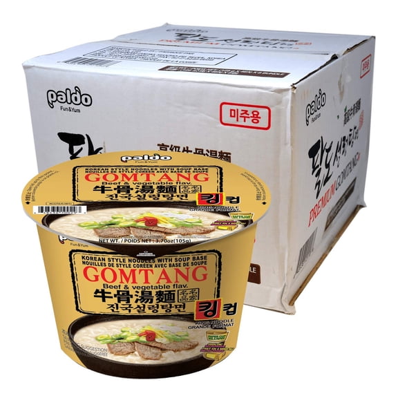 [16 Pack] Paldo Gomtang Ramen Mild Instant Big Cup Noodles with Soup, Beef Bone Based Broth, Savory Flavor Best Oriental Style Korean Ramyun, K-Food,      105g (3.70 oz) x 16 Pack