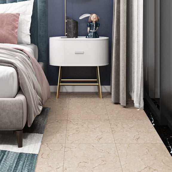 16-Pack Peel and Stick Tiles Floor Tile Waterproof Bathroom Self Adhesive Floor Tiles for Kitchen Basement Bedroom Sticky Vinyl Flooring Gold Canyon Marble Laminate Flooring Linoleum 12X12