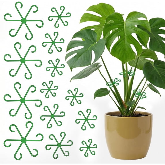 16-Pack Plant Stem Support Set for Indoor Plants, Climbing Houseplant Stem Supports with 4 Sizes Reusable Clips for Monstera, Orchid, and Pothos