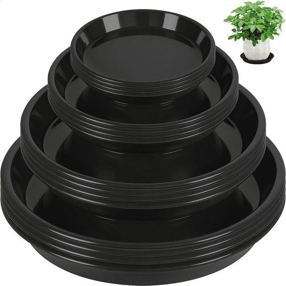 16 Pack Plastic Plant Saucers, 6/8/10/12 inches Plant Tray for Pots, Heavy Duty Plant Drip Trays,Flower Water Trays for Indoor Outdoor Plants
