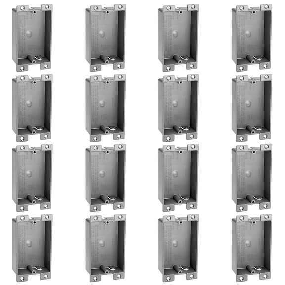 16 Pack Plastic Shallow Electrical Box, 8 Cubic Inch Grey Outlet Single Gang Old Work Junction Bulk, Length 4.25'', Width 2.4'', Depth 1.24'', Etl Certified