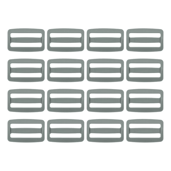 16 Pack Plastic Slide Buckle, 1 1/2 inch Tri-Glide Slider, Tri-Ring Adjusters Webbing Slider for Backpack Strap Dog Collar, Grey