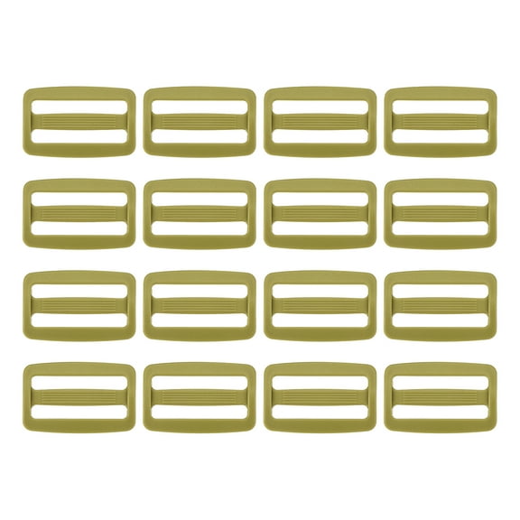 16 Pack Plastic Slide Buckle, 1 1/2 inch Tri-Glide Slider, Tri-Ring Adjusters Webbing Slider for Backpack Strap Dog Collar, Khaki