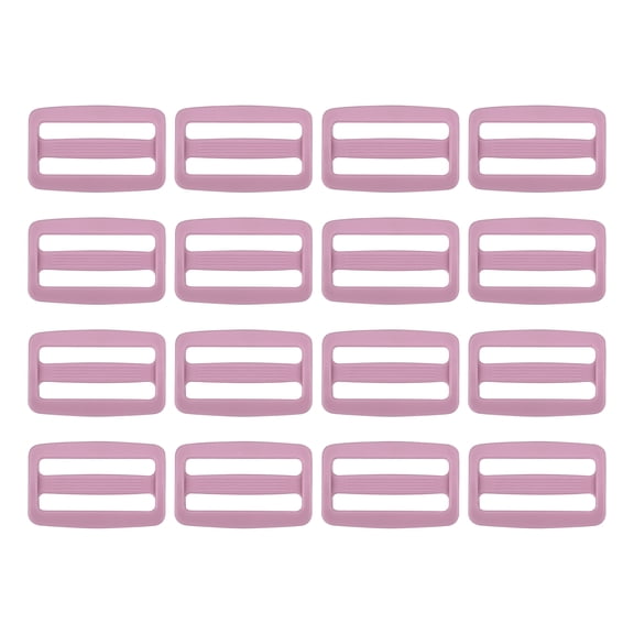 16 Pack Plastic Slide Buckle, 1 1/2 inch Tri-Glide Slider, Tri-Ring Adjusters Webbing Slider for Backpack Strap Dog Collar, Light Purple
