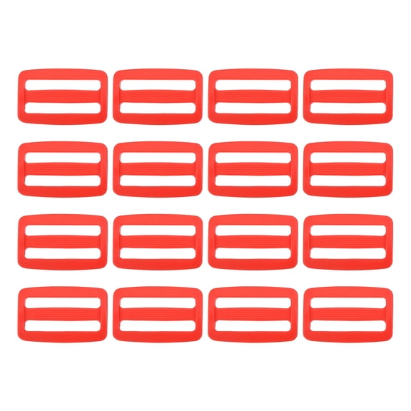 16 Pack Plastic Slide Buckle, 1 1/2 inch Tri-Glide Slider, Tri-Ring Adjusters Webbing Slider for Backpack Strap Dog Collar, Red