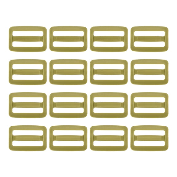 16 Pack Plastic Slide Buckle, 1 1/4 inch Tri-Glide Slider, Tri-Ring Adjusters Webbing Slider for Backpack Strap Dog Collar, Khaki